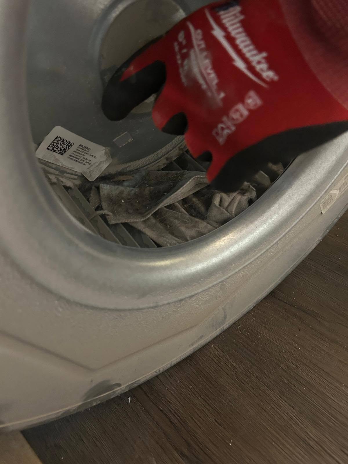 Close-up of a blower wheel during maintenance