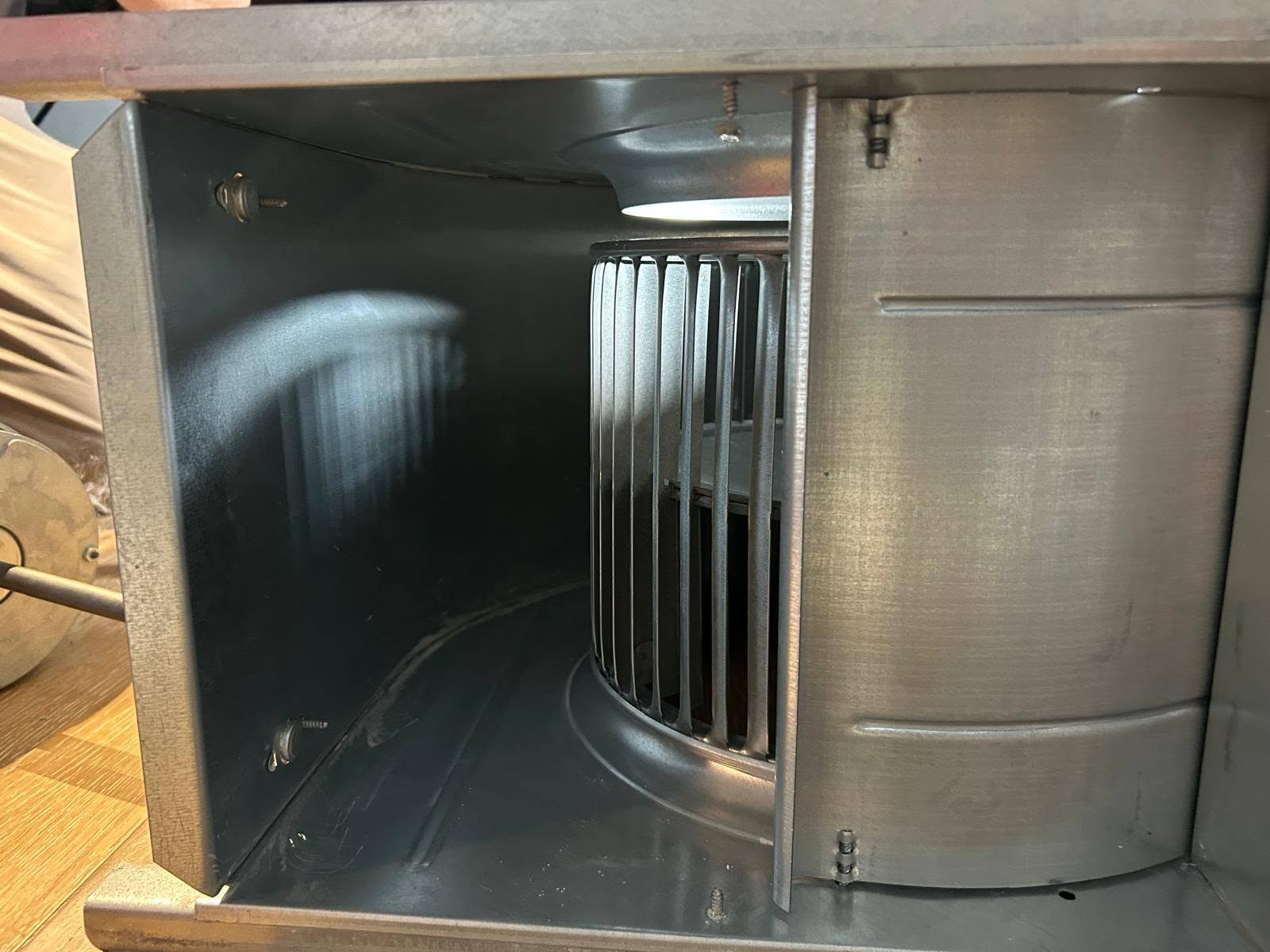 Interior view of a blower fan housing