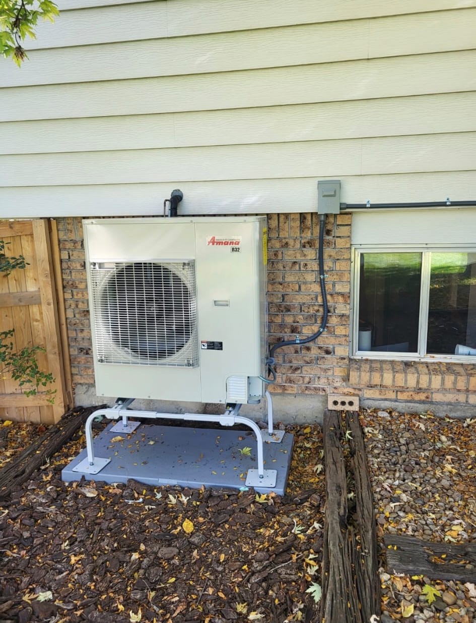 Amana mini-split condenser installed outside