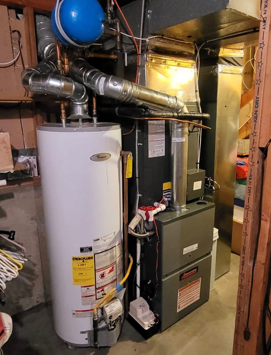 Whirlpool water heater and Amana furnace installation